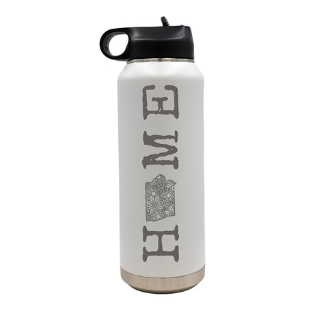 Mandala State Home Water Bottle - All 50 States Available: Idaho / Black