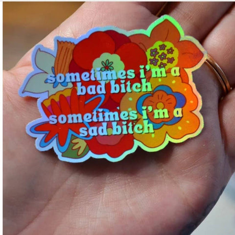 Luxe Trauma - Sad bitch funny depression sticker cute groovy retro