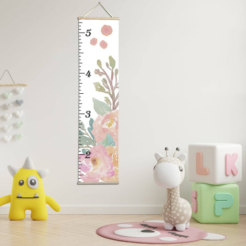 Honey Lemonade - Canvas Kids Growth Chart - Peonies