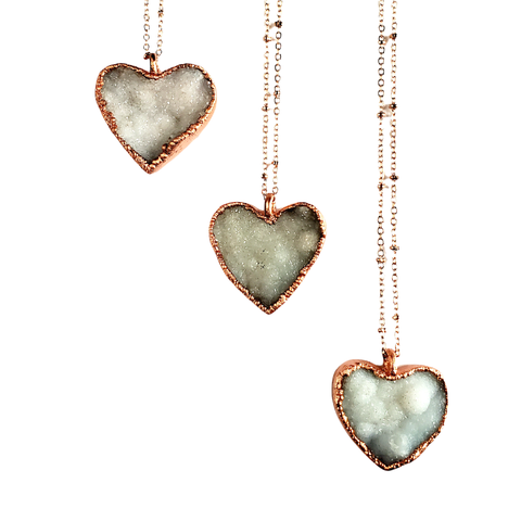 MergingMetals - Druzy Heart Necklace