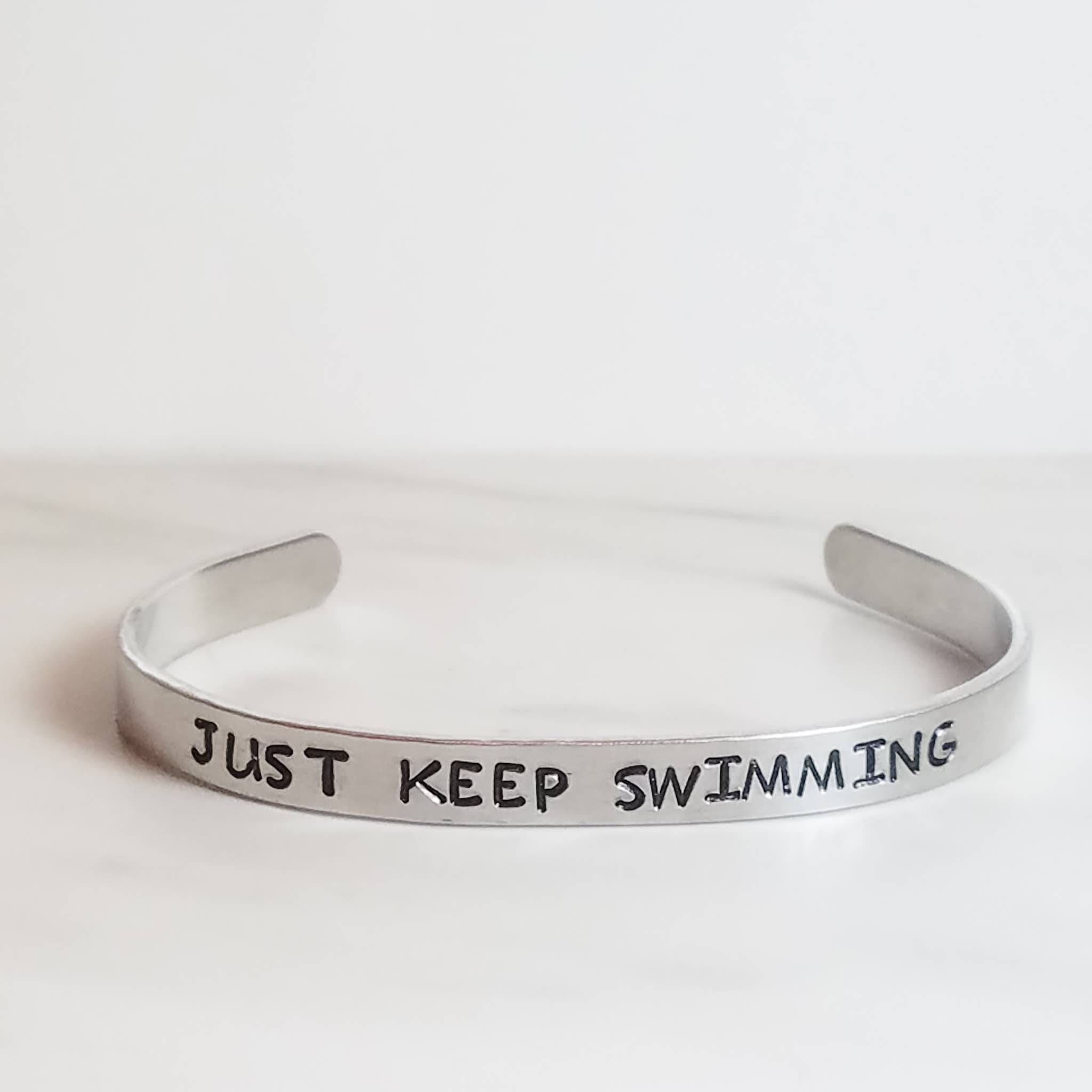 MKayAccessories - Just Keep Swimming Bracelet, cuff bracelet, stamped bracelet