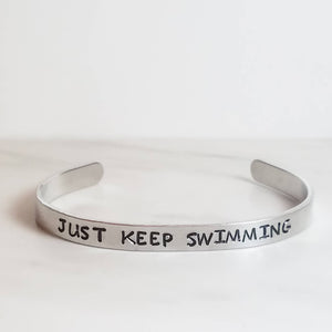 MKayAccessories - Just Keep Swimming Bracelet, cuff bracelet, stamped bracelet