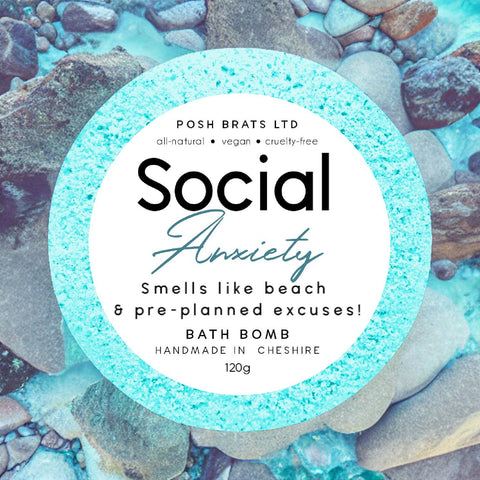 Posh Brats - Social Anxiety Fizzy Bath Bomb VEGAN Handmade Artisan