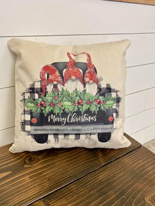 Gnome Merry Christmas Truck Throw Pillow