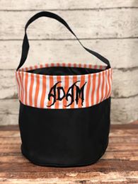 Personalized Trick or Treat Bucket- vertical stripes