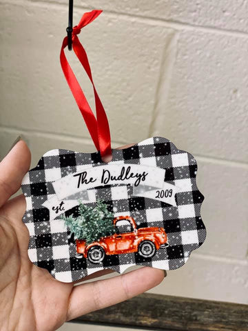 Vintage Truck Black & White Buffalo Benelux Ornament