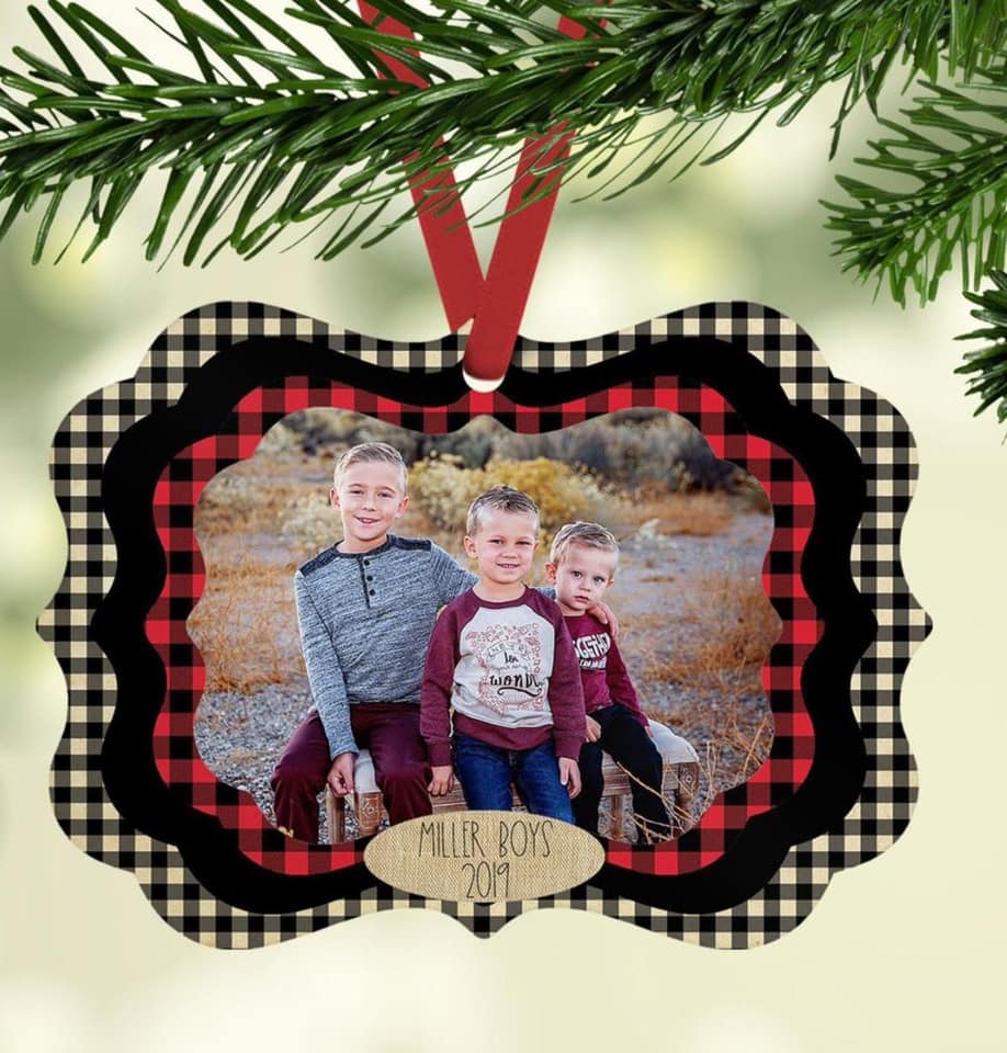 Photo Red Black & White Buffalo Benelux Ornament